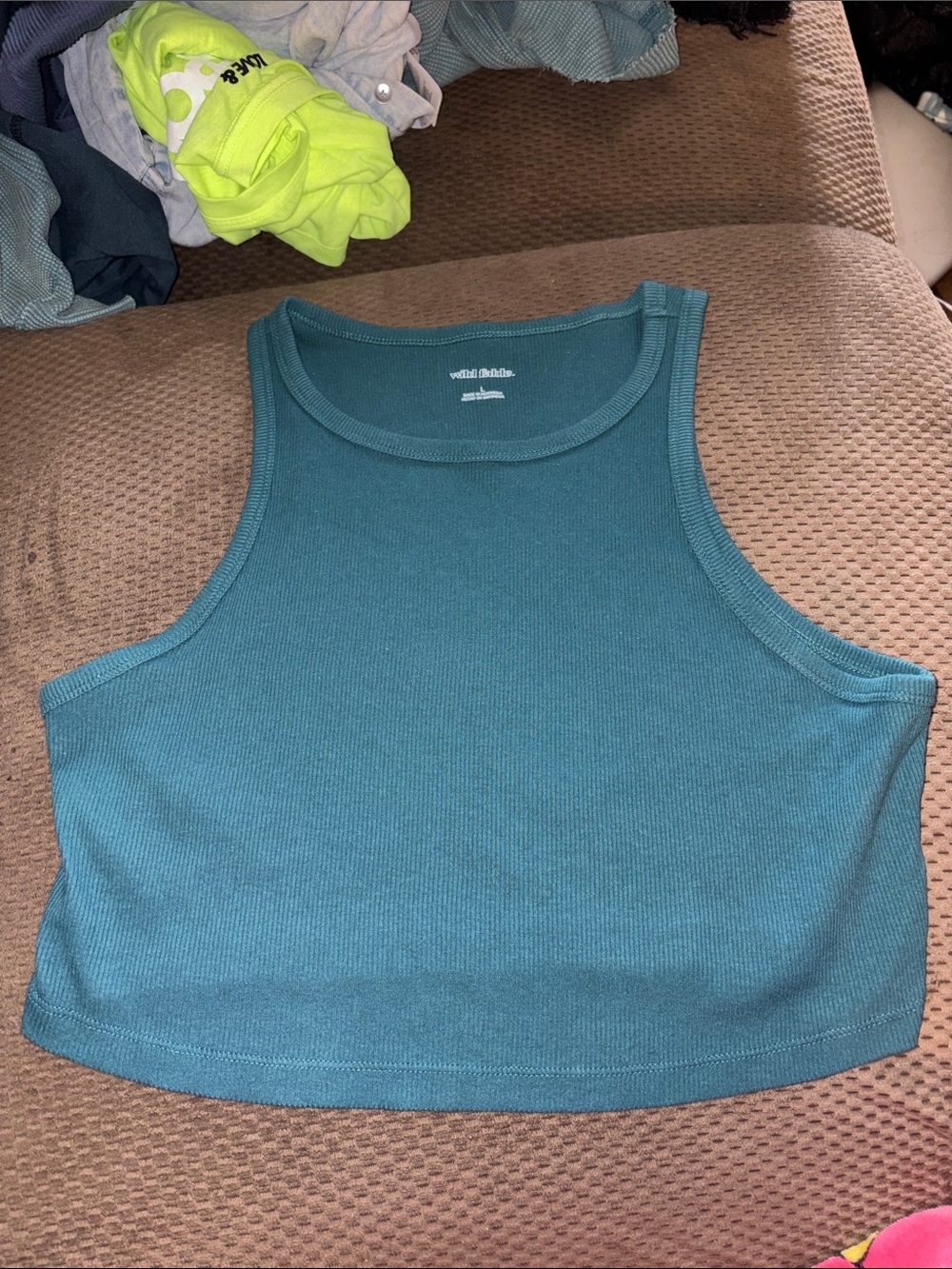 Wild Fable Teal Ribbed Cropped Tank Top